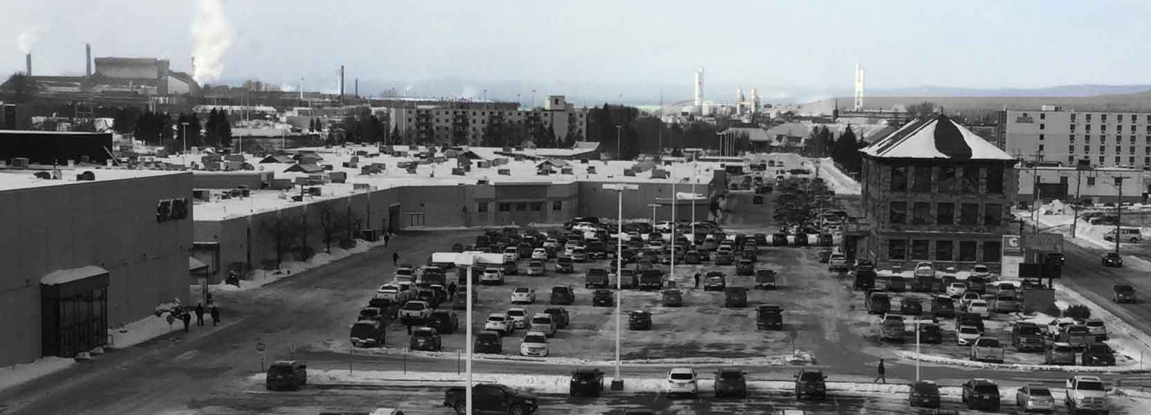 overview of the Station Mall parking lot
