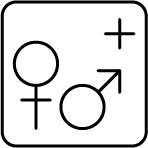 the symbols for male and female genders and a plus symbol