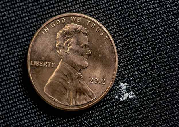 Two milligrams of fentanyl beside a penny